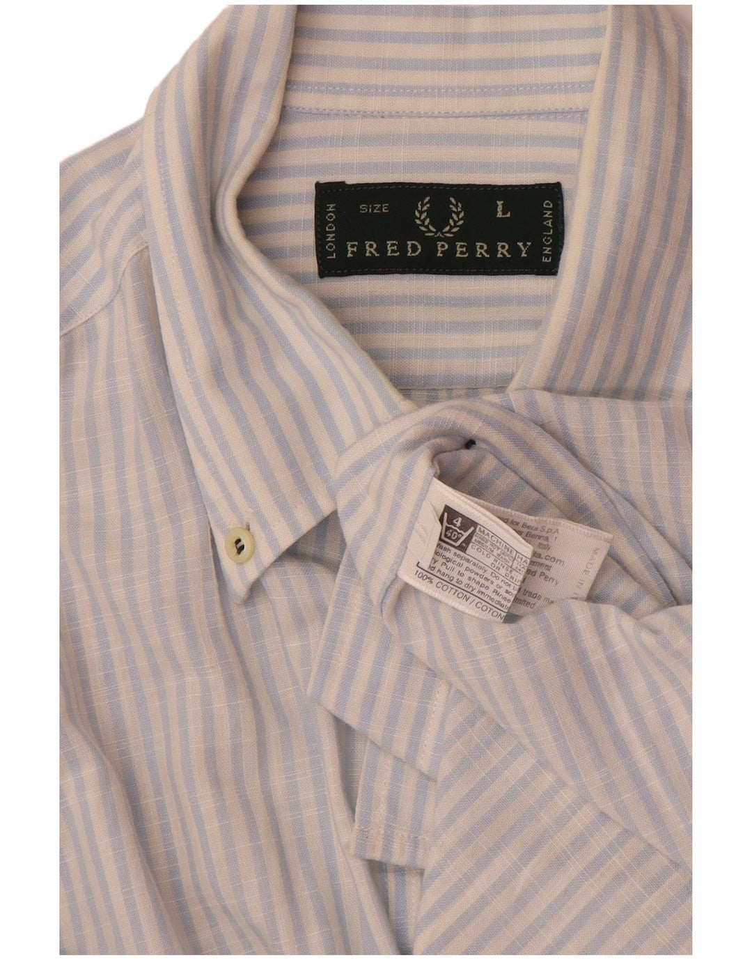 Camisa Fred Perry Hombre Grande Azul Rayas Algodón