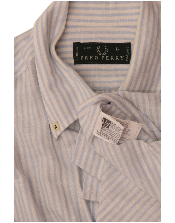 Camisa Fred Perry Hombre Grande Azul Rayas Algodón