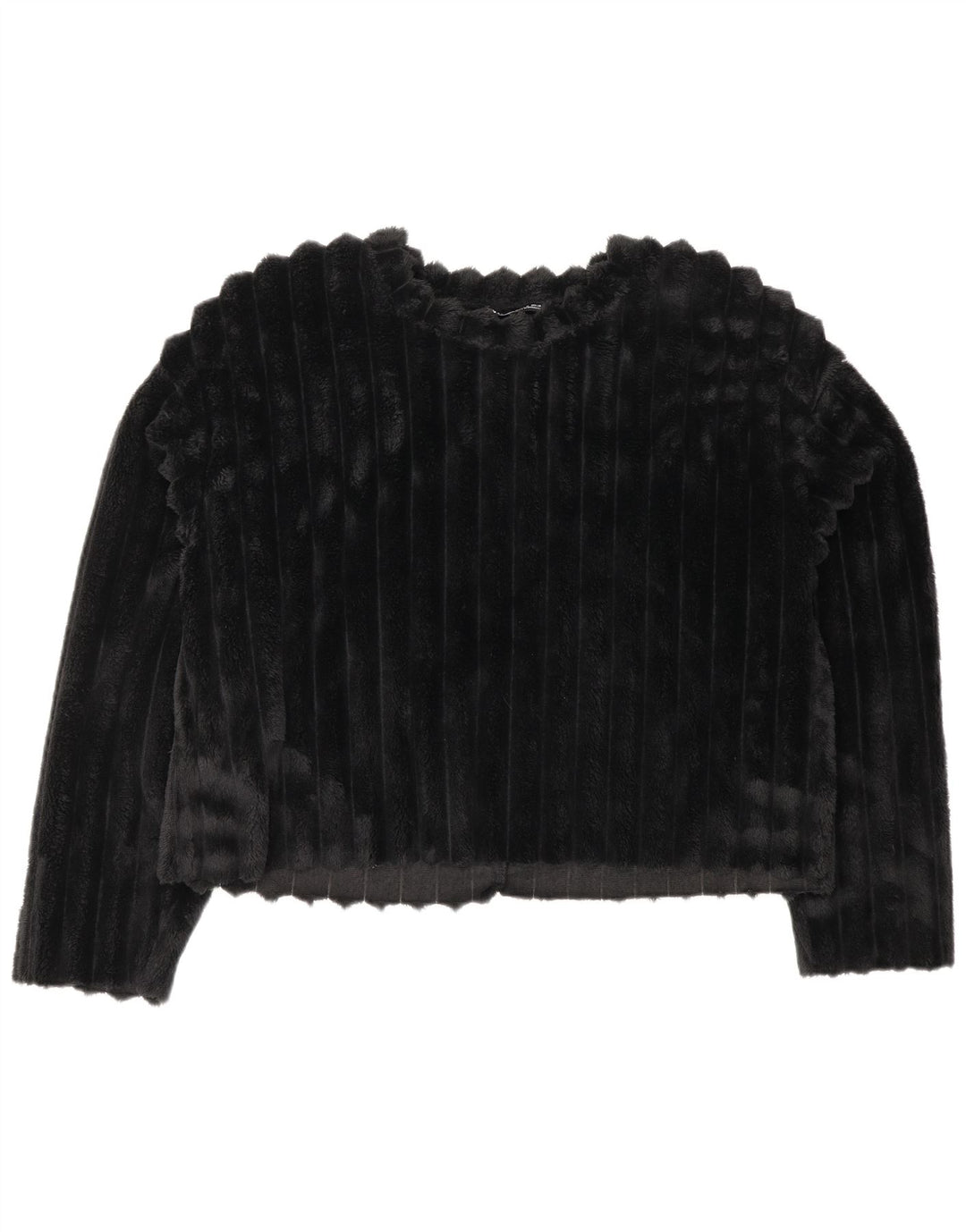 ZARA Mujer Crop Fleece Jumper UK 44 Medium Negro
