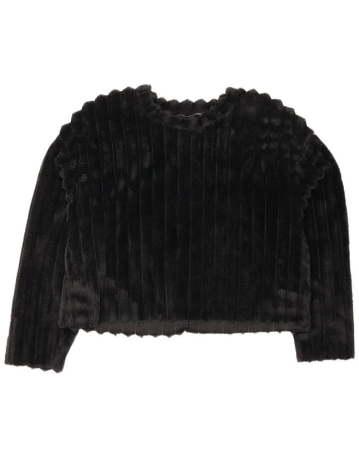ZARA Mujer Crop Fleece Jumper UK 44 Medium Negro