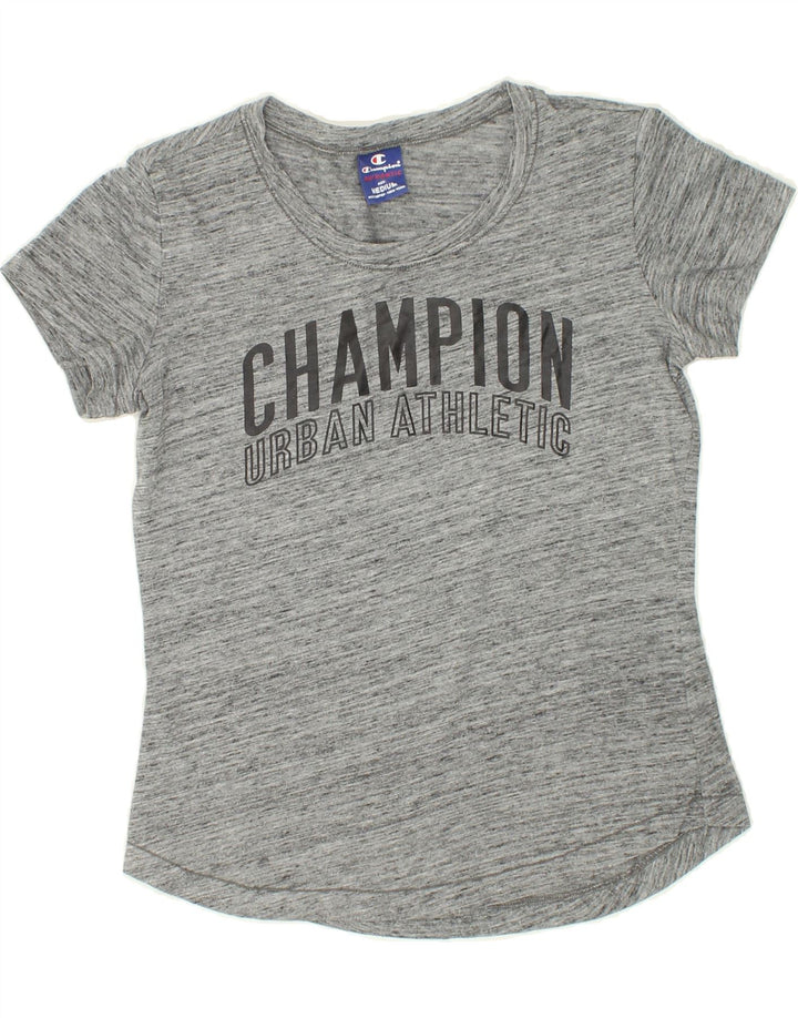 CHAMPION Womens Graphic T-Shirt Top UK 12 Medium Grey Flecked Vintage Champion and Second-Hand Champion from Messina Hembry 