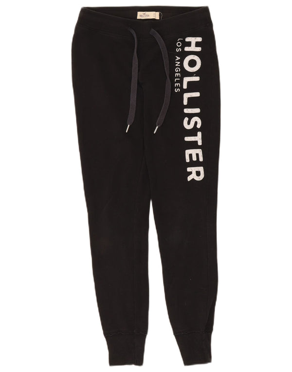 Hollister Mujer Graphic Chándal Pantalones Joggers UK 6 XS Algodón Negro