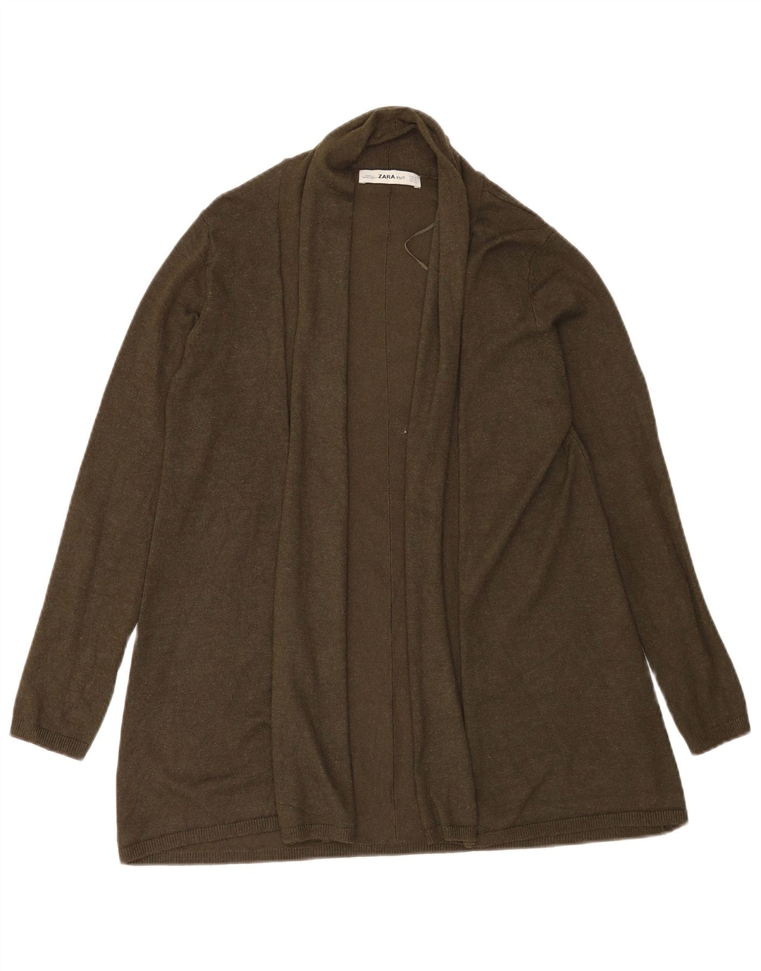 Zara Mujer Cárdigan Abierto Suéter UK 12 Medium Caqui Viscosa