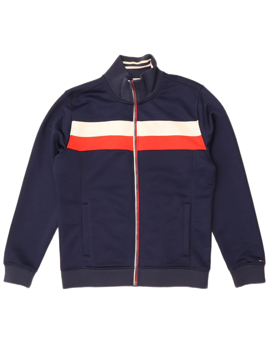 Tommy Hilfiger Chaqueta tipo chándal para hombre con bloques de color azul marino mediano