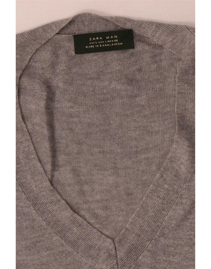 Zara Hombre Camiseta Top Grande Gris Moteado