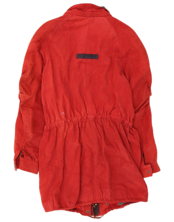 Vintage mujer ante overcoat abrigo Reino Unido 10 pequeño cuero rojo