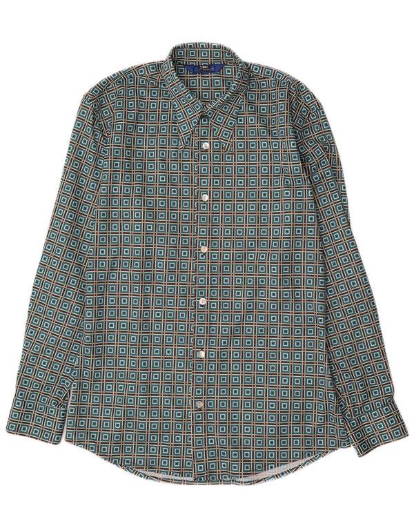 Camisa VINTAGE Hombre Poliéster Geométrico Azul Medio