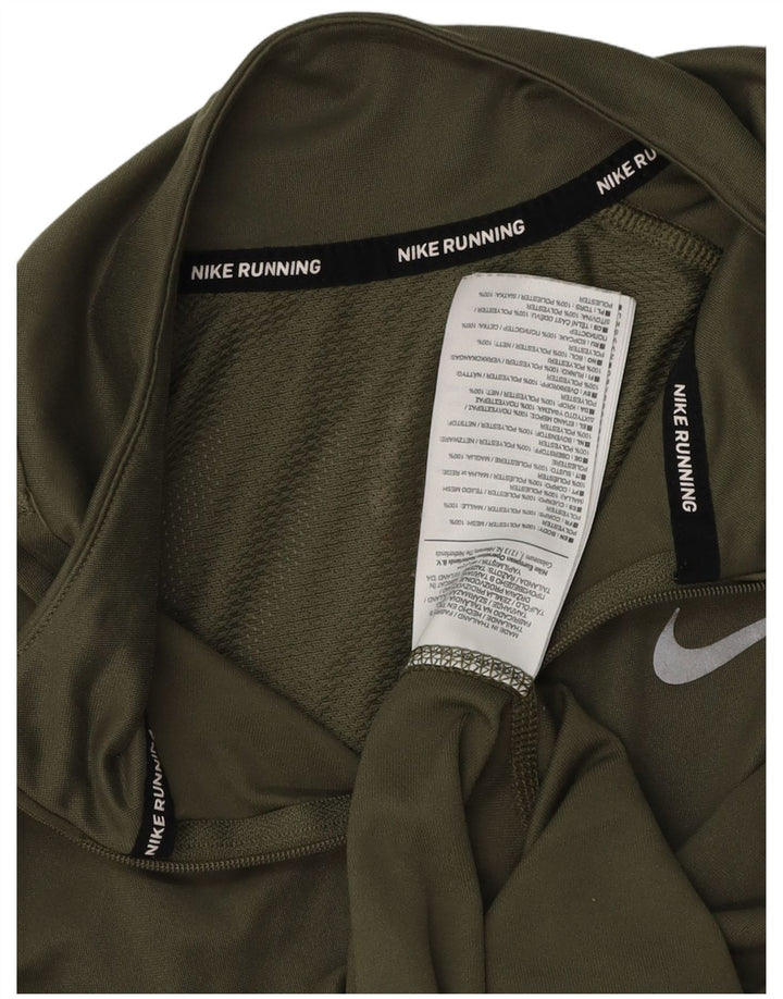 Nike Mujer Running Zip Neck Top Manga Larga UK 44 Medio Caqui Poliéster