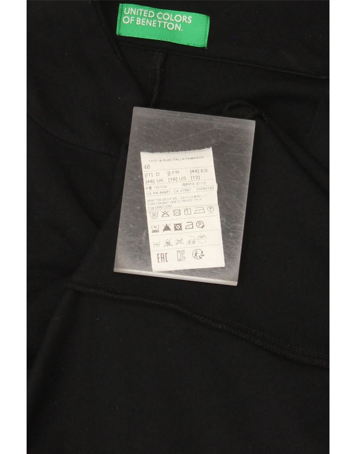 BENETTON Chaqueta tipo blazer con 1 botón para mujer UK 46 Large Viscosa negra