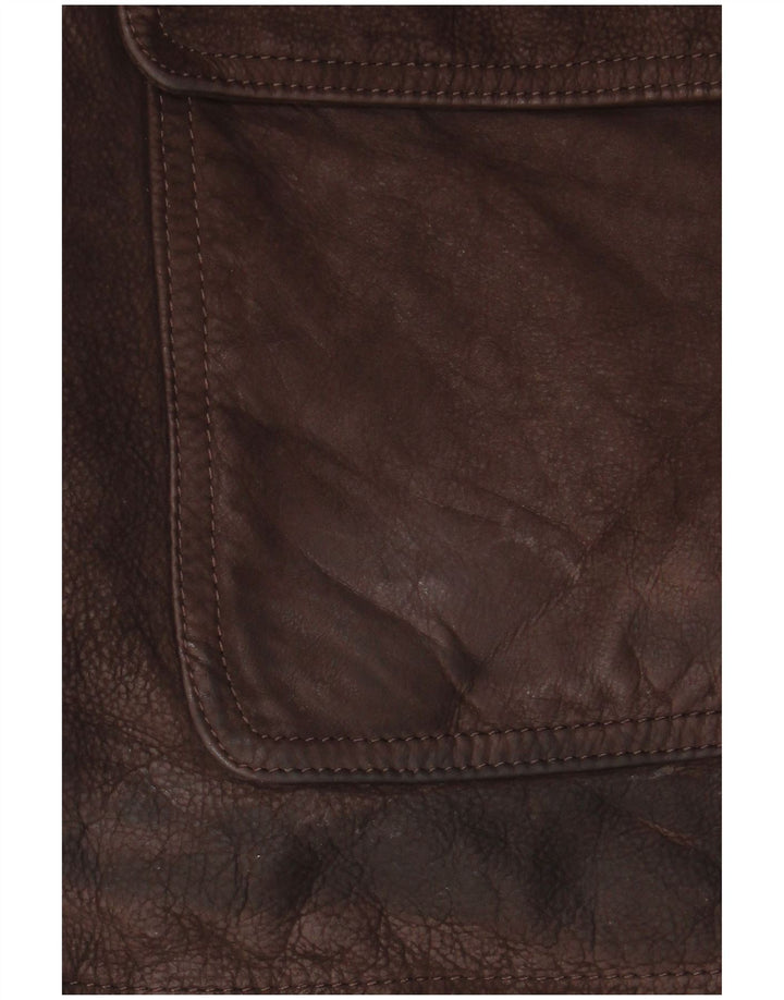 Chaqueta de cuero vintage para hombre IT 56 3XL cuero marrón