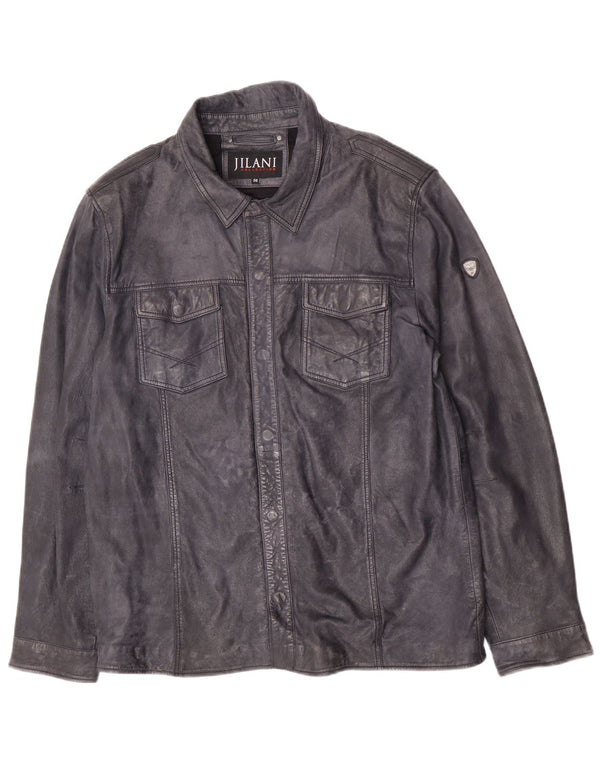 Jilani Chaqueta de cuero para hombre IT 56 3XL Cuero azul marino