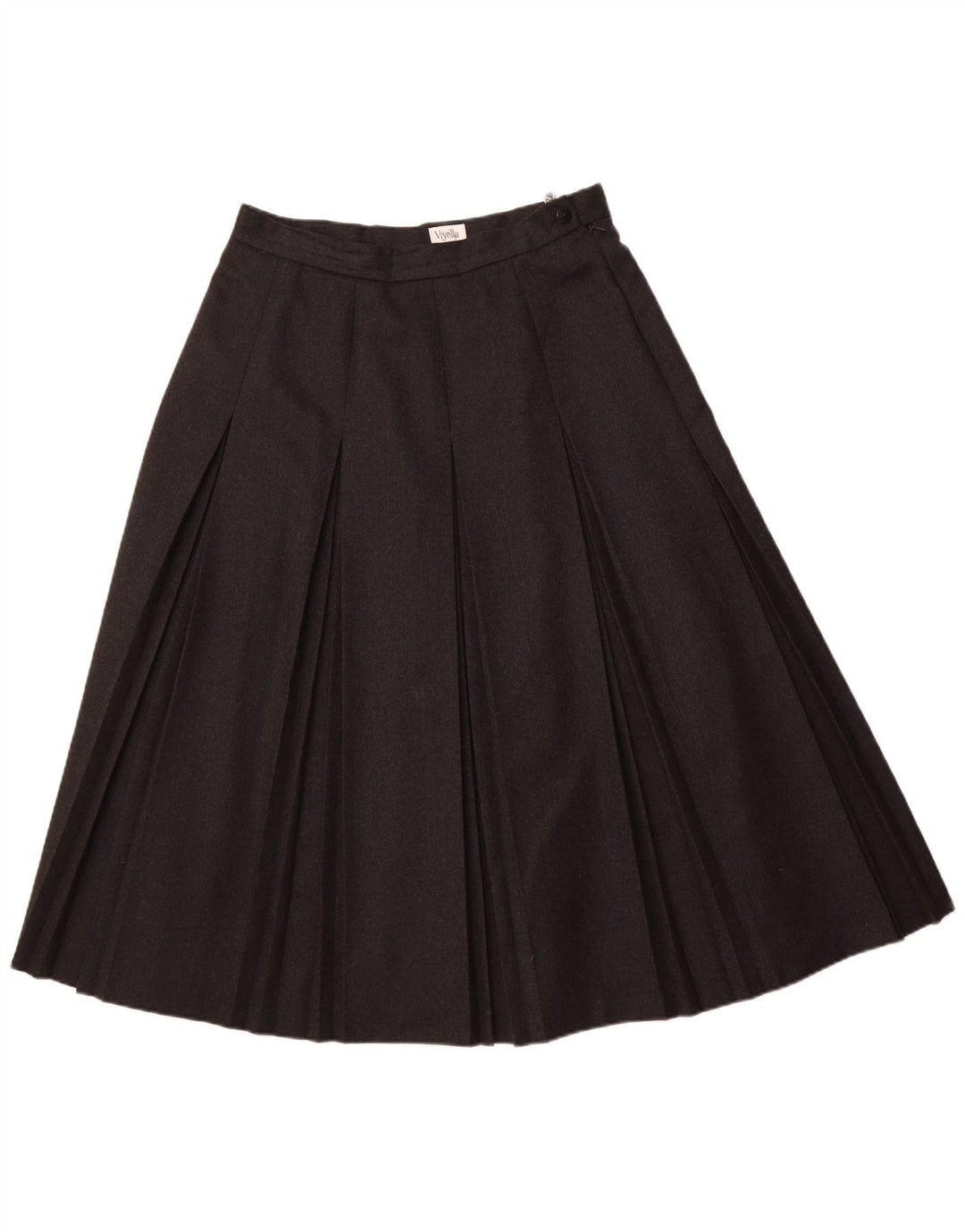 VIYELLA Falda plisada para mujer UK 16 Large W32 Gris Lana nueva