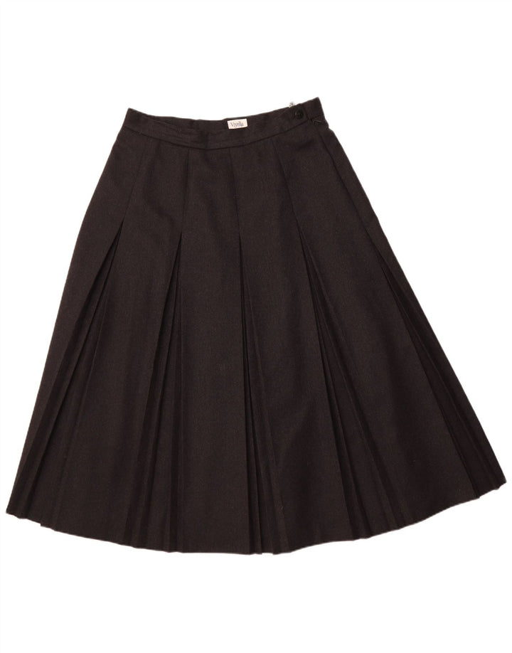 VIYELLA Falda plisada para mujer UK 16 Large W32 Gris Lana nueva