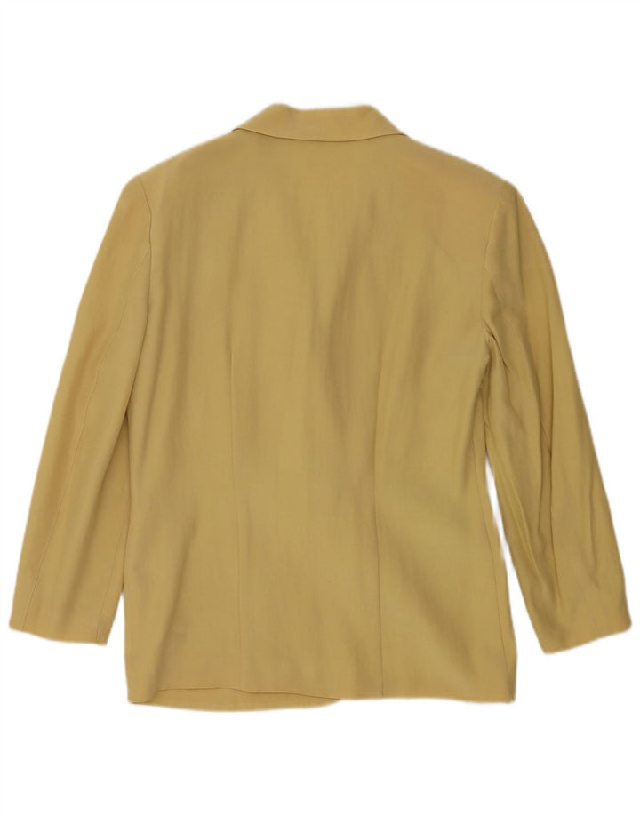 Vintage mujer 3/4 manga Blazer chaqueta IT 42 lana amarilla media