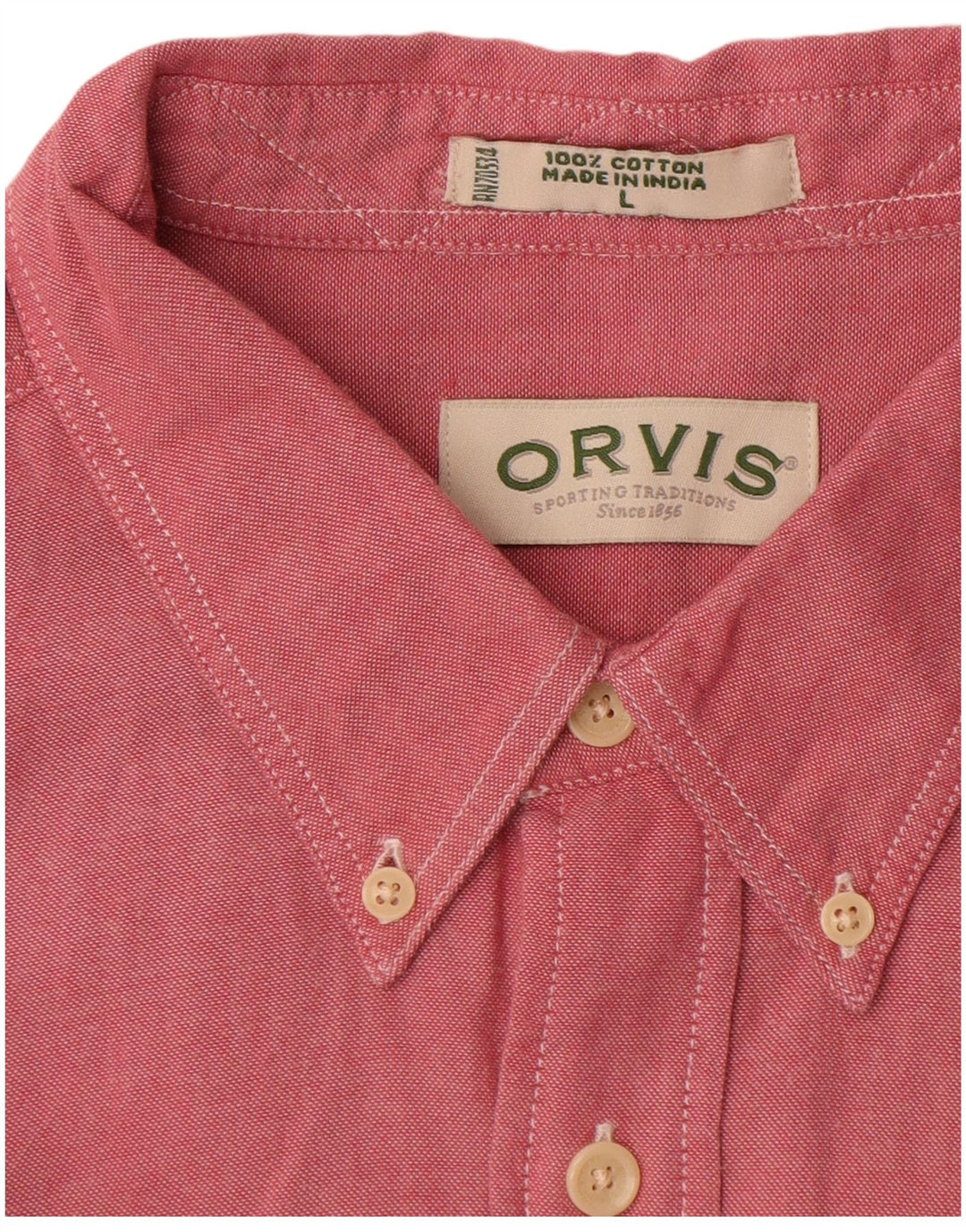 ORVIS Camisa holgada para hombre de algodón rojo grande