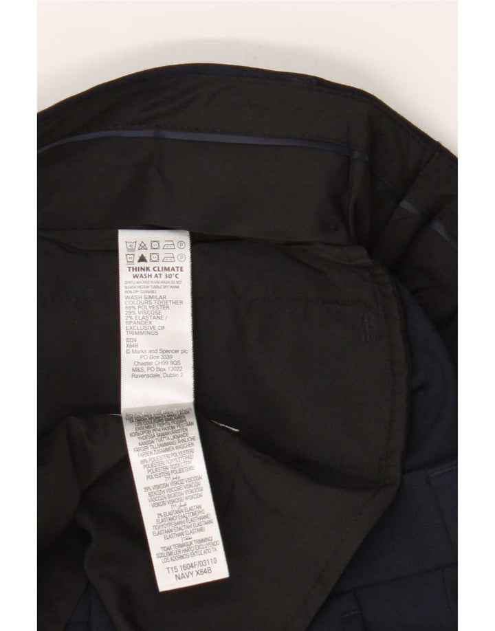 Marks & Spencer Pantalones casuales ajustados para hombre W30 L31 Poliéster azul marino