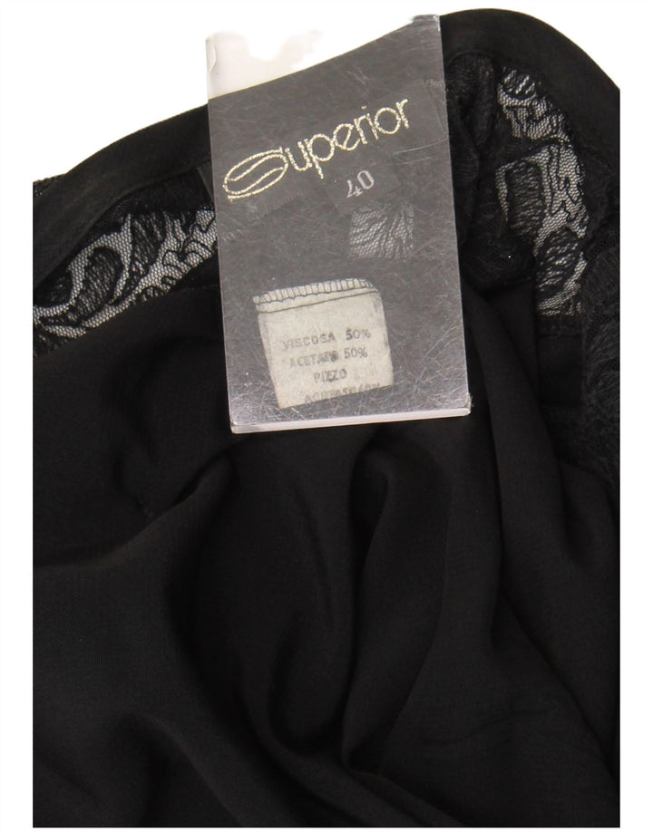 Superior Blusa de manga larga para mujer Top EU 40 Viscosa negra mediana