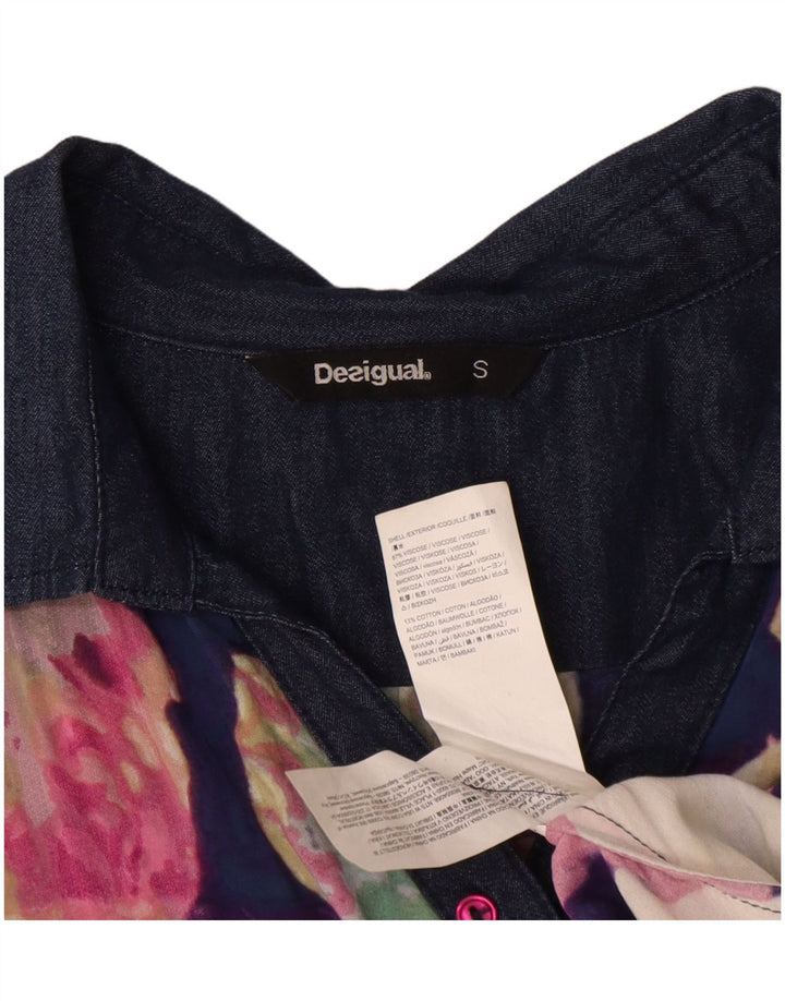 Desigual Blusa tipo jersey para mujer UK 10 Small Multicolor Floral