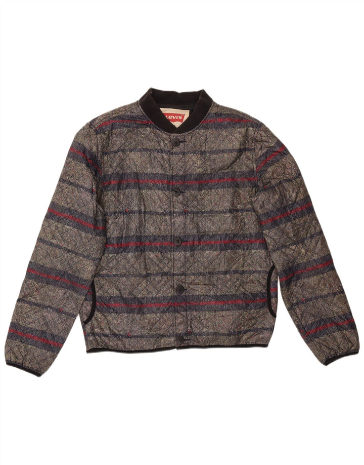 Levi's Chaqueta acolchada para hombre UK 40 Large Gris Rayas Algodón