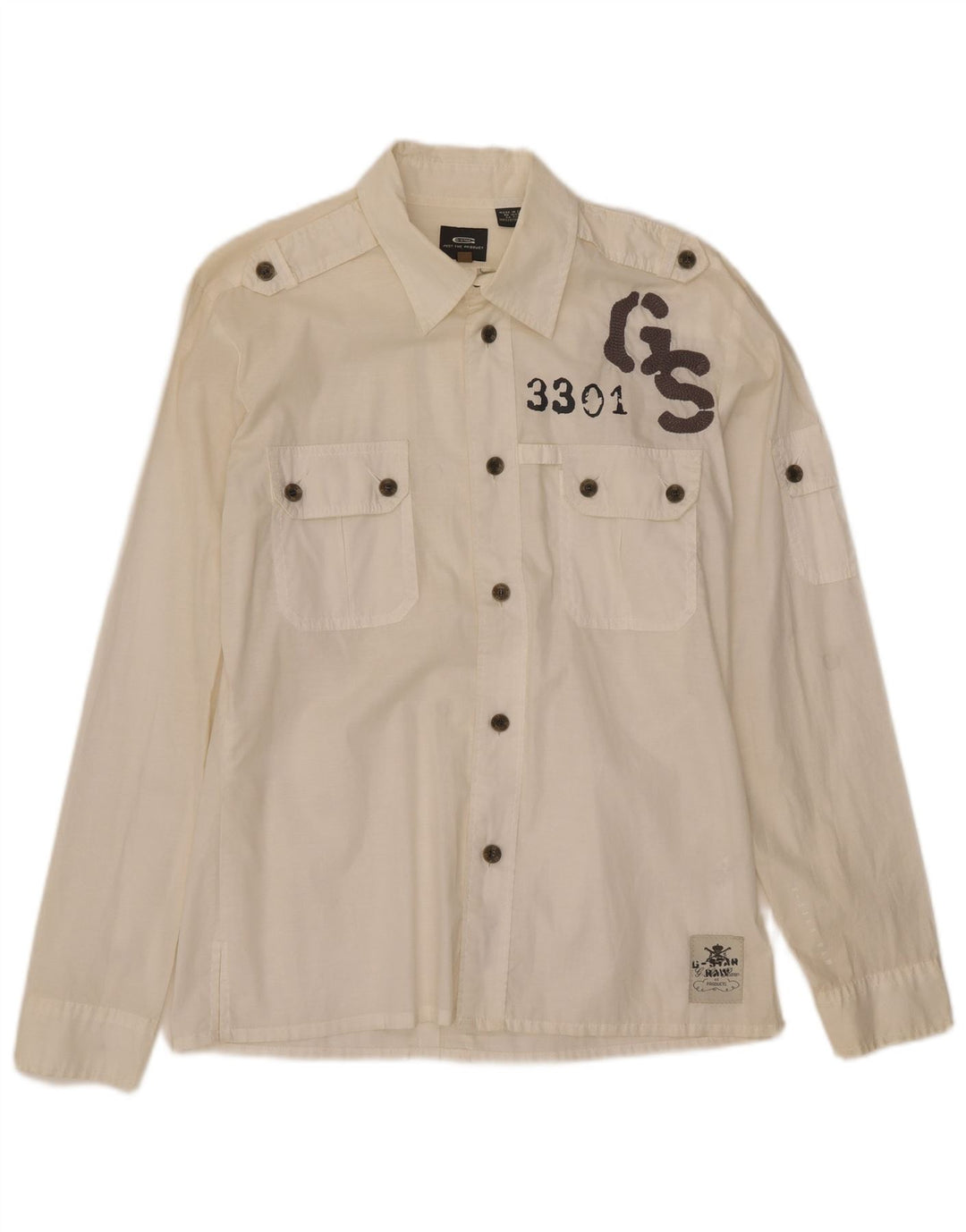 G-Star Hombre Camisa Gráfica Grande De Algodón Blanco