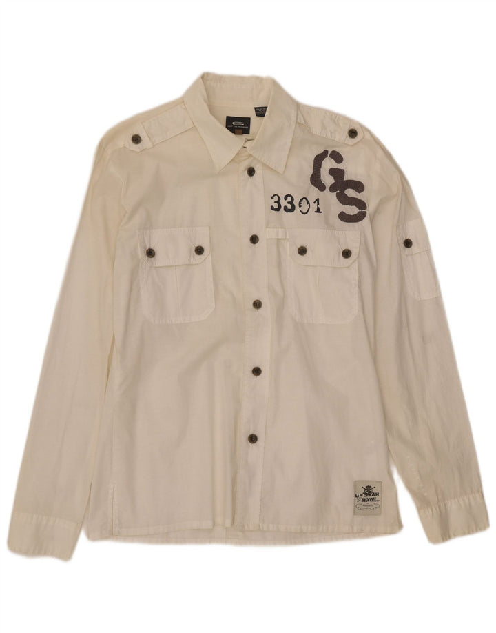 G-Star Hombre Camisa Gráfica Grande De Algodón Blanco