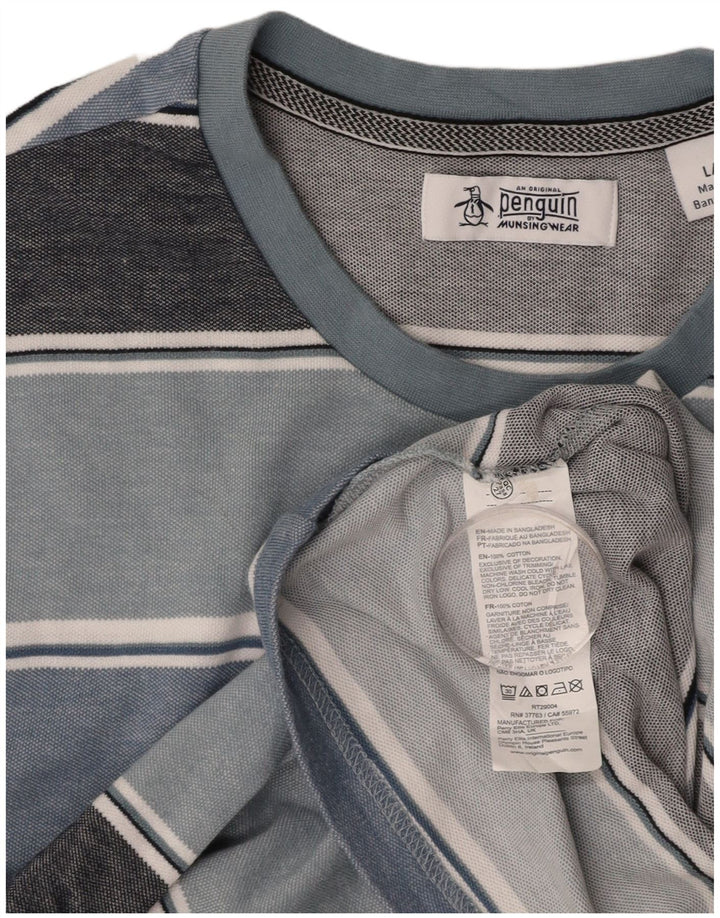 PENGUIN Camiseta Hombre Top Grande Algodón Rayas Azul