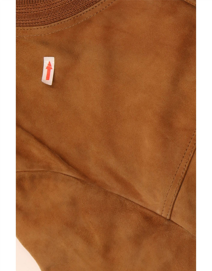 Vintage hombres ante bomber chaqueta Reino Unido 38 cuero marrón medio