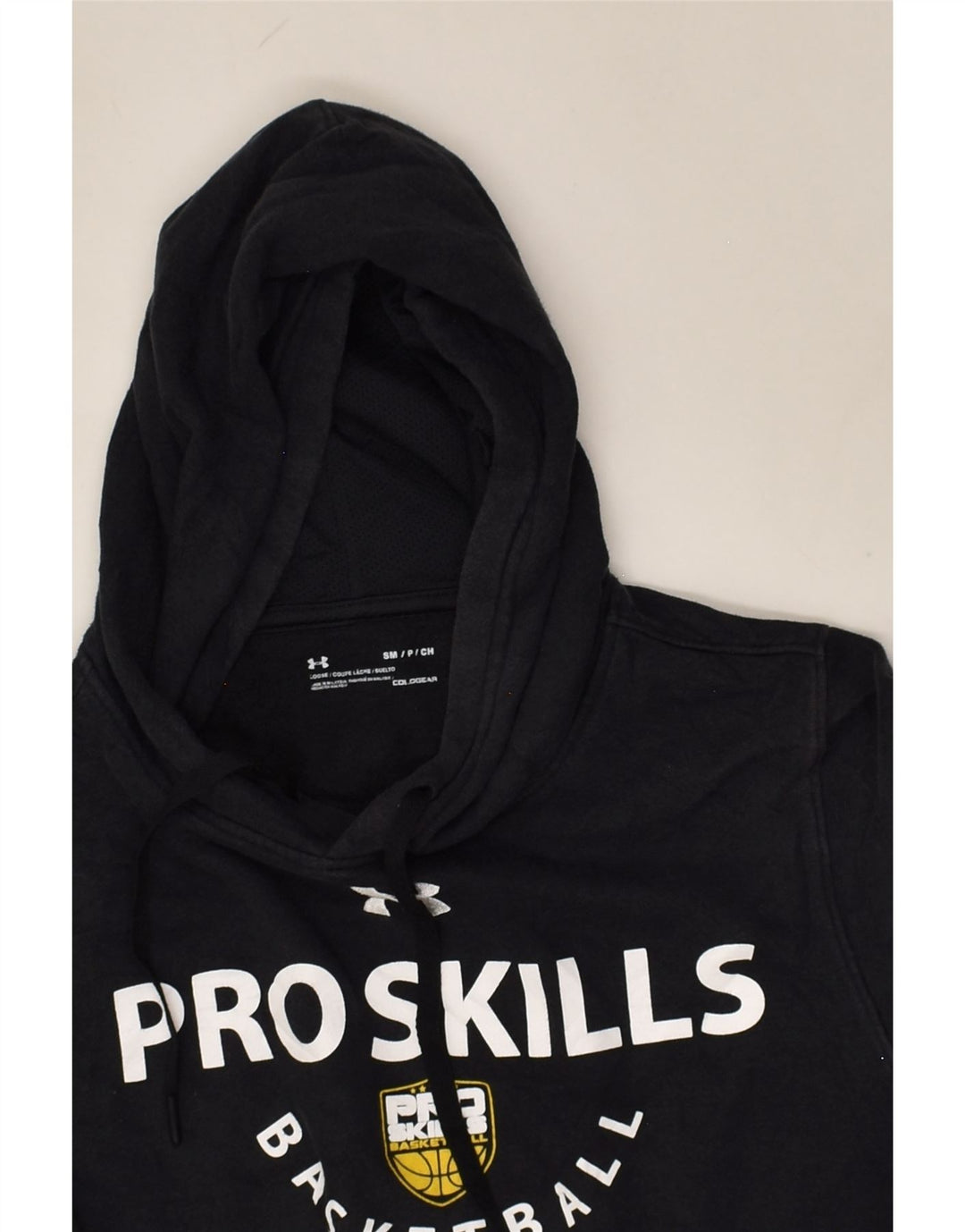 UNDER ARMOUR Mens Graphic Hoodie Jumper Small Black Cotton | Vintage Under Armour | Thrift | Second-Hand Under Armour | Used Clothing | Messina Hembry 