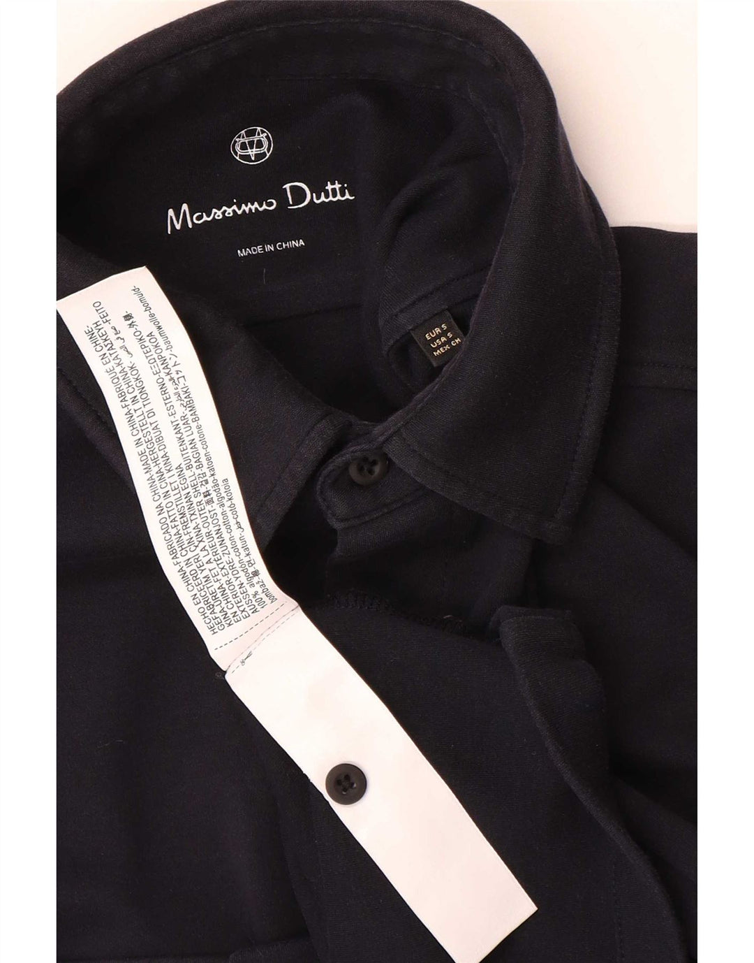 Camisa Massimo Dutti Hombre Manga Corta Small Negro Algodón
