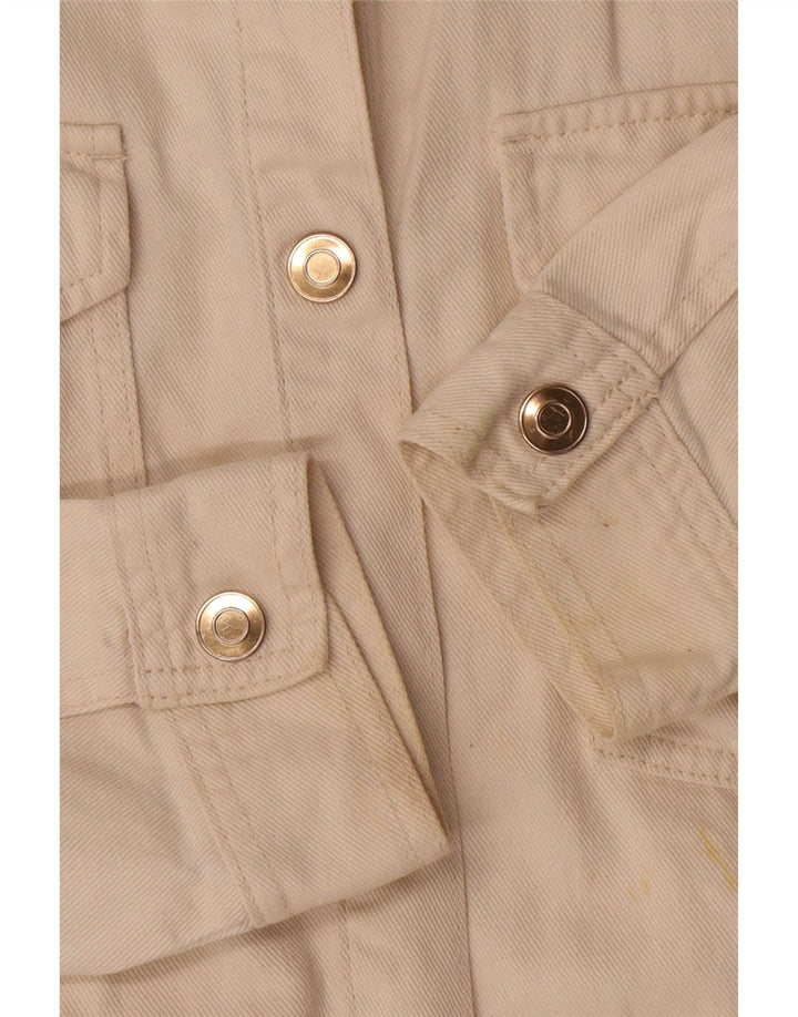Zara Mujer Chaqueta Bomber UK 10 Pequeña Algodón Blanco Roto