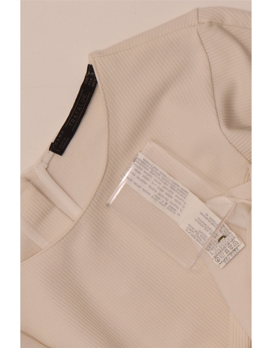 Zara Mujer Blusa Top UK 44 Medio Algodón Blanco