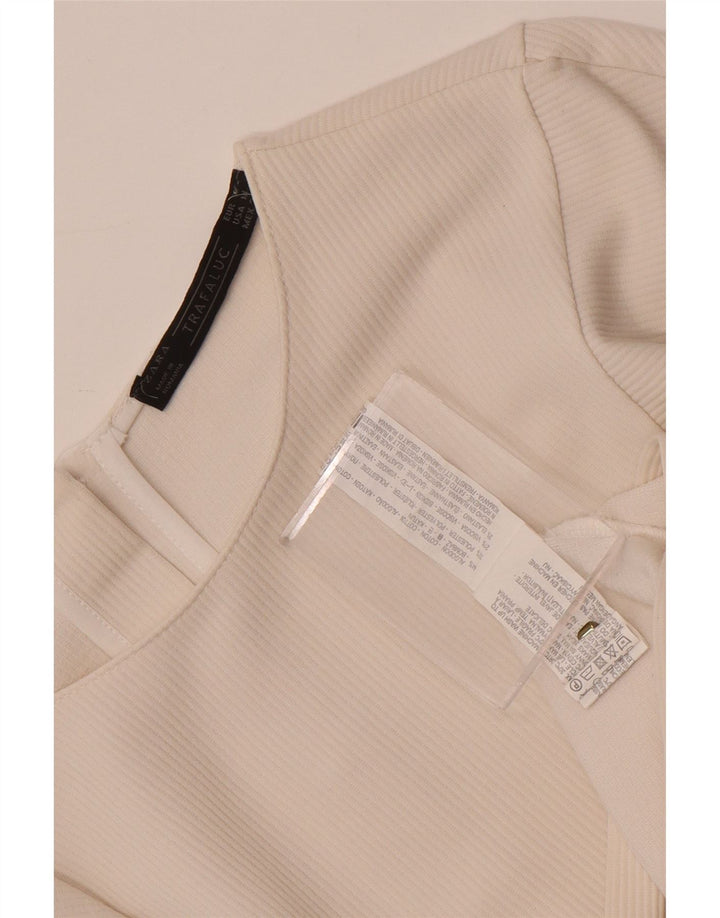 Zara Mujer Blusa Top UK 44 Medio Algodón Blanco