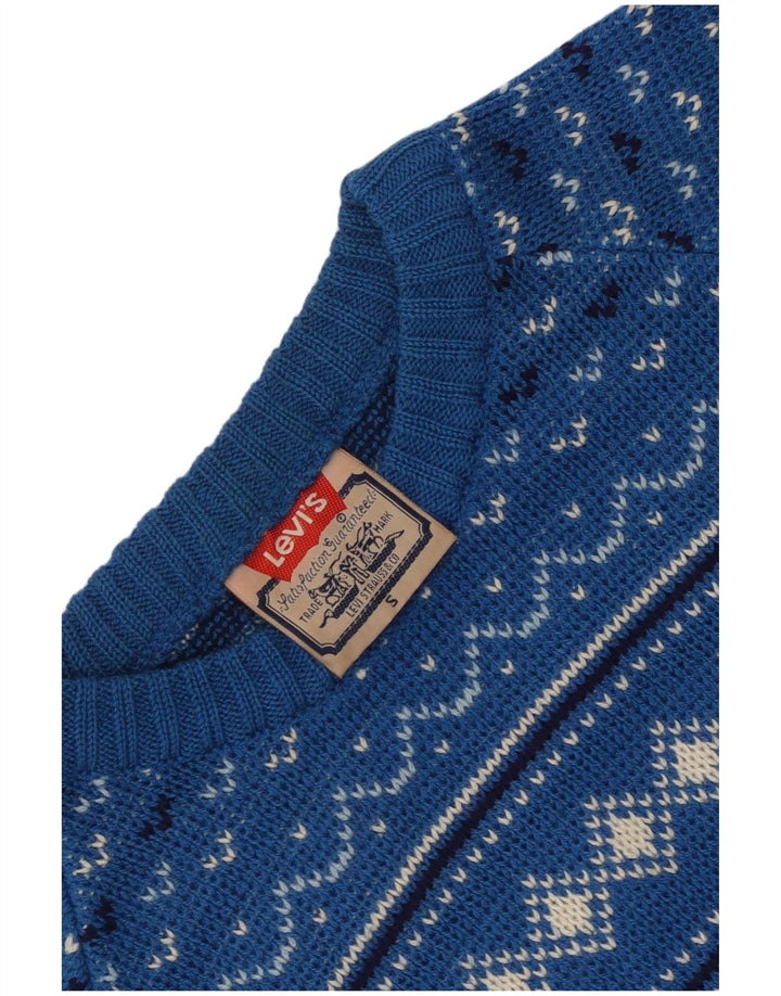 Levi's Suéter De Cuello Redondo Para Hombre Acrílico Geométrico Azul Pequeño