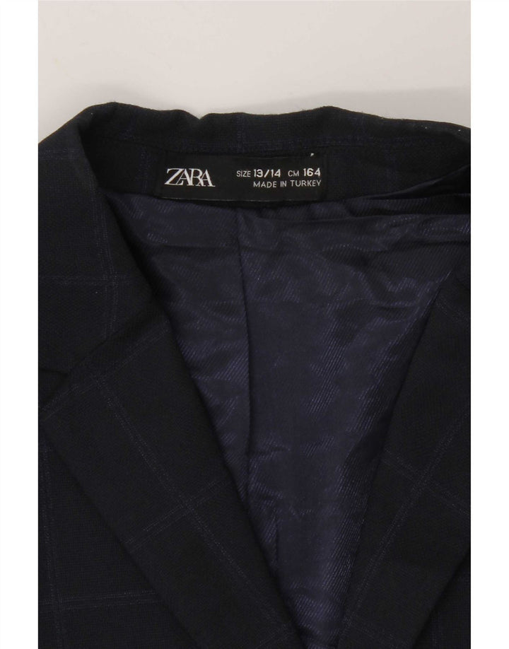 Zara Chaqueta Niño 2 Botones 13-14 Años Azul Marino Cuadros Poliéster