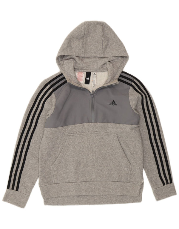 ADIDAS Jersey con capucha y cuello con cremallera para niños 12-13 años Gris Colorblock