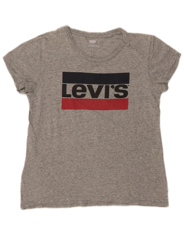 LEVI'S Camiseta gráfica para mujer Top UK 42 Gris medio moteado