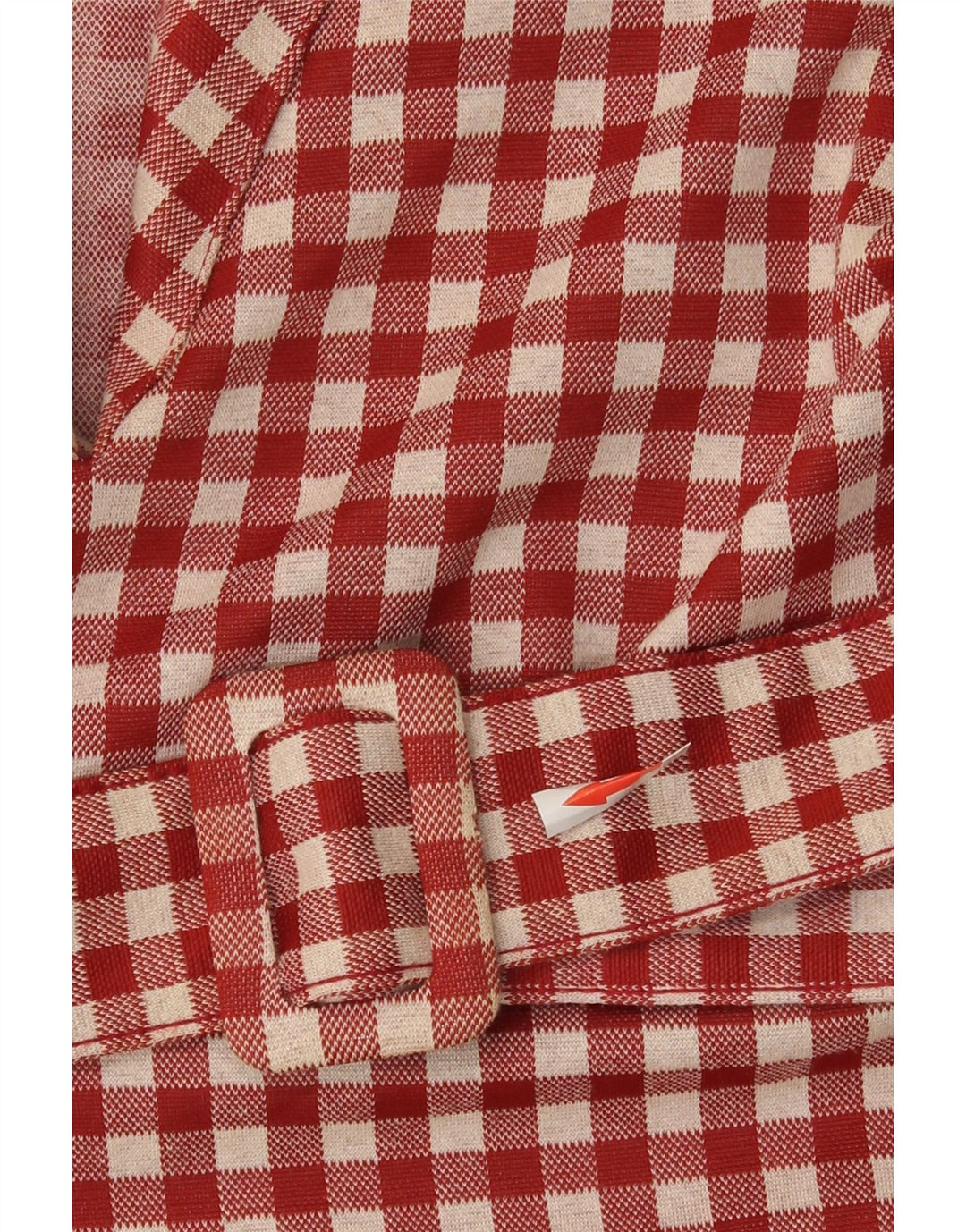 Zara Mujer Vestido Acampanado UK 8 Pequeño Poliéster Vichy Rojo