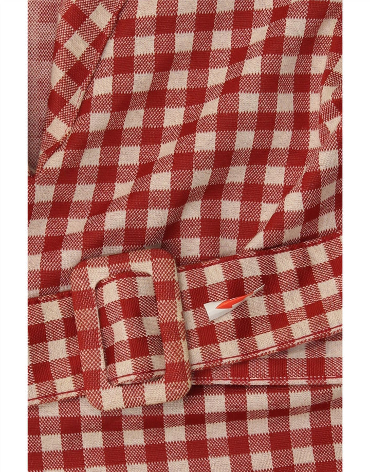 Zara Mujer Vestido Acampanado UK 8 Pequeño Poliéster Vichy Rojo