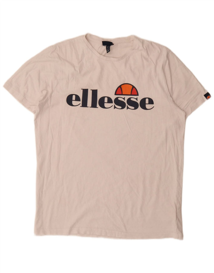 Ellesse - Camiseta gráfica para hombre, talla grande, algodón blanco