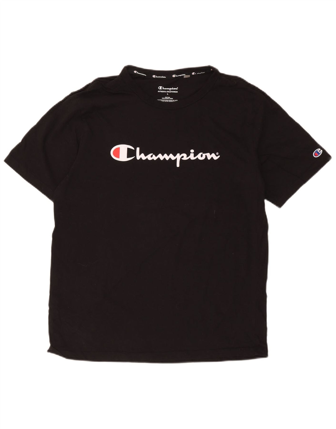 Champion Camiseta gráfica para hombre Top grande de algodón negro
