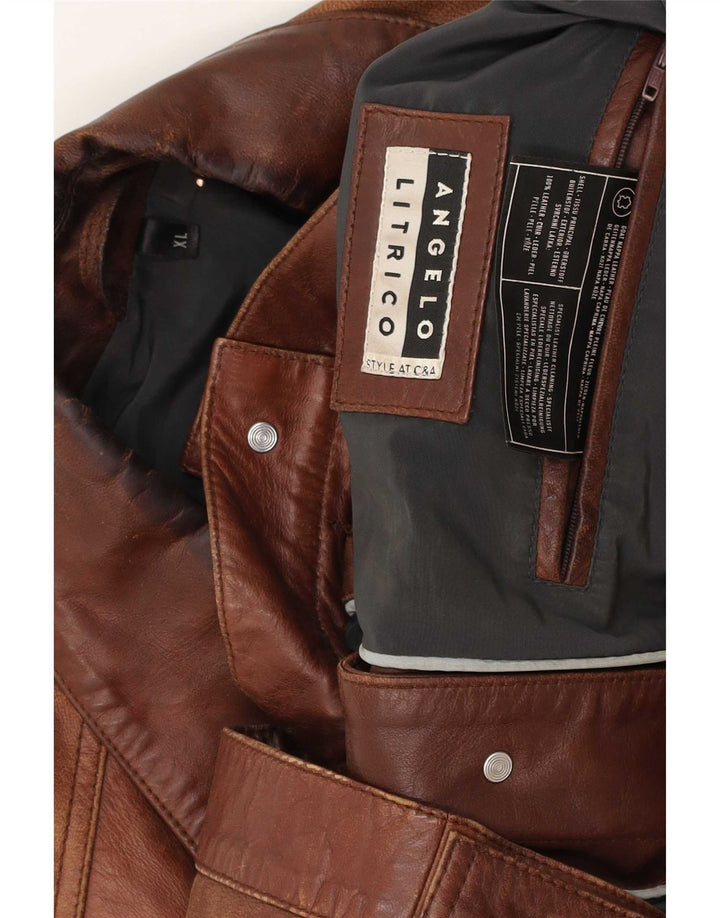 Angelo Litrico Mens By C&A Bomber Chaqueta de cuero UK 42 XL Marrón