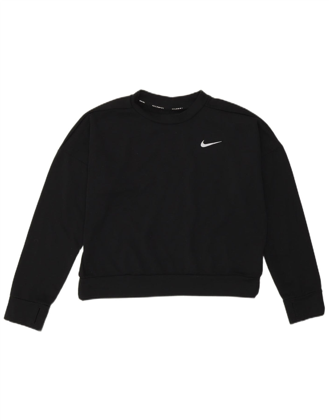 Nike Mujer Crop Sudadera Jumper UK 12 Mediano Negro Poliéster Deportes