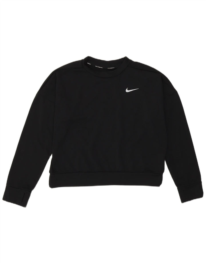 Nike Mujer Crop Sudadera Jumper UK 12 Mediano Negro Poliéster Deportes