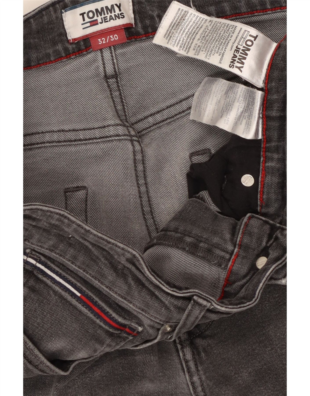 TOMMY HILFIGER Vaqueros Scanton Slim para hombre W32 L30 Algodón gris