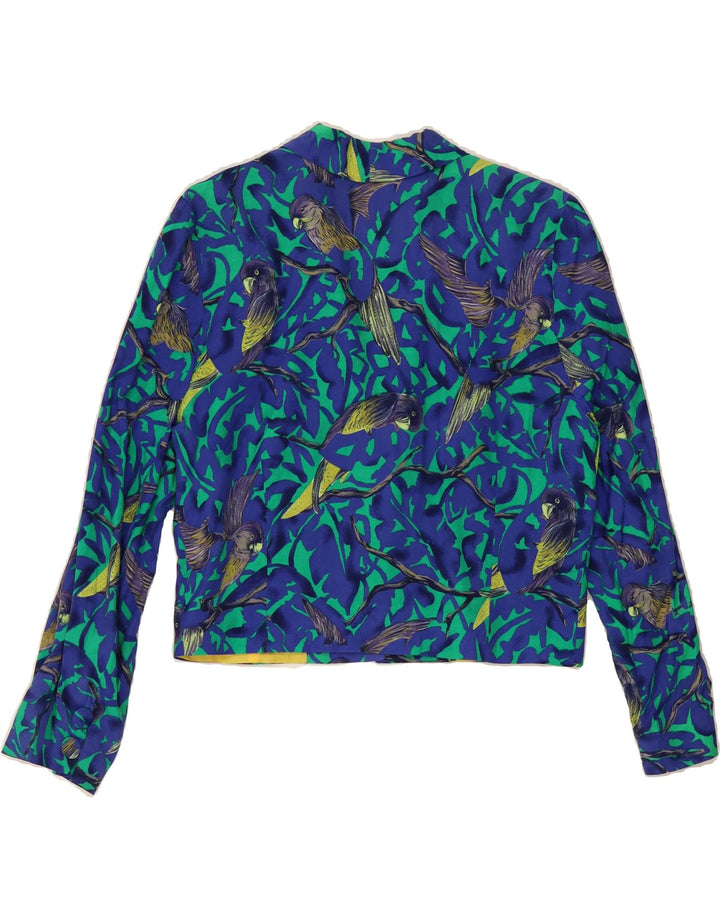VINTAGE Womens 1 Button Bolero Jacket UK 12 Medium Blue Animal Print Vintage Vintage and Second-Hand Vintage from Messina Hembry 