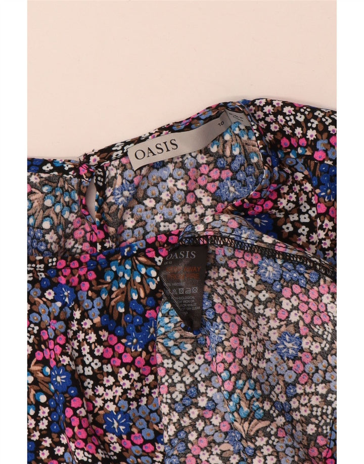 Oasis Blusa para Mujer Top UK 10 Small Multicolor Floral Viscosa