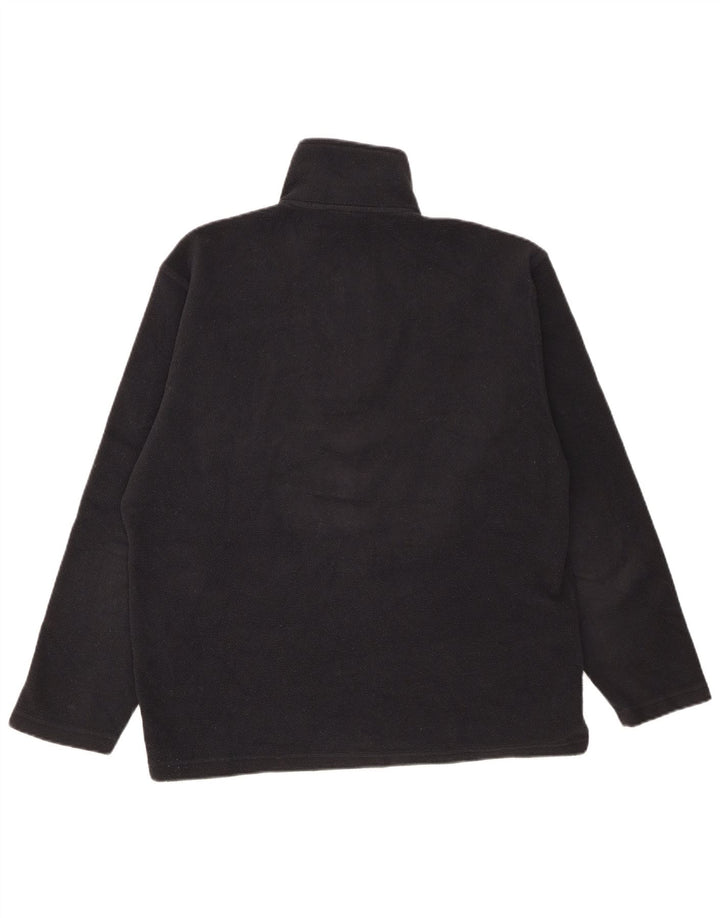 K-Way Jersey de forro polar con cuello y cremallera para hombre, tamaño mediano, negro a rayas