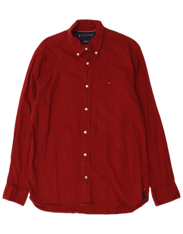 Camisa Tommy Hilfiger Regular Fit para hombre de algodón burdeos grande