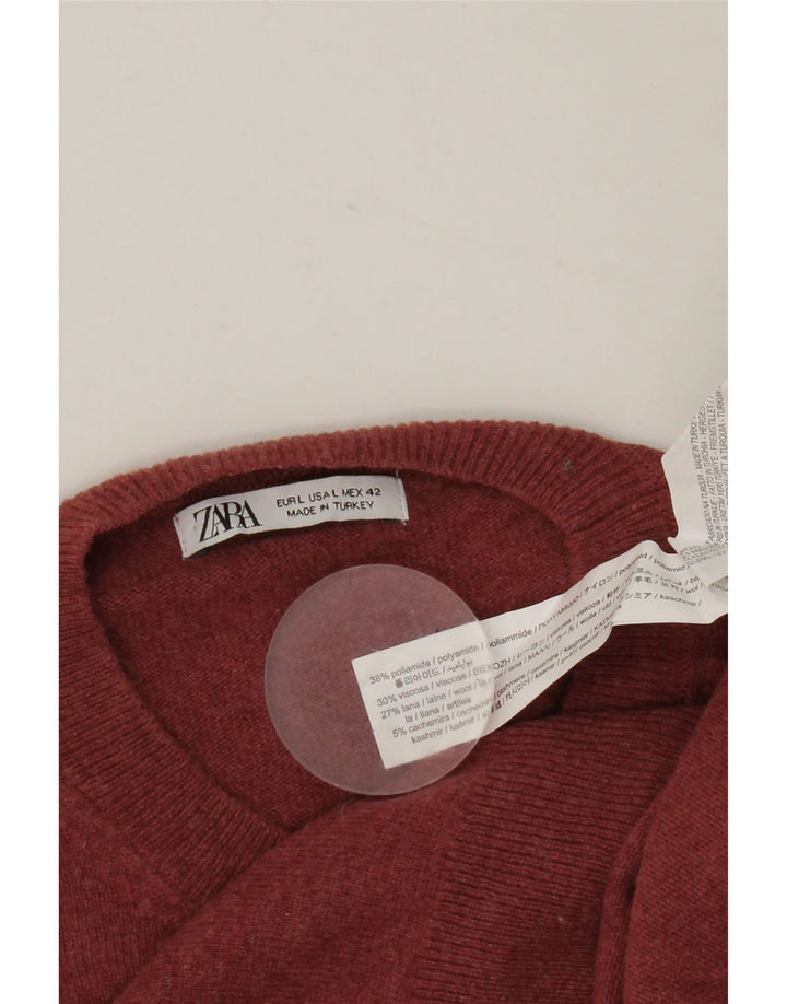 Zara Hombre Jersey Cuello Redondo Jersey Large Poliamida Burdeos