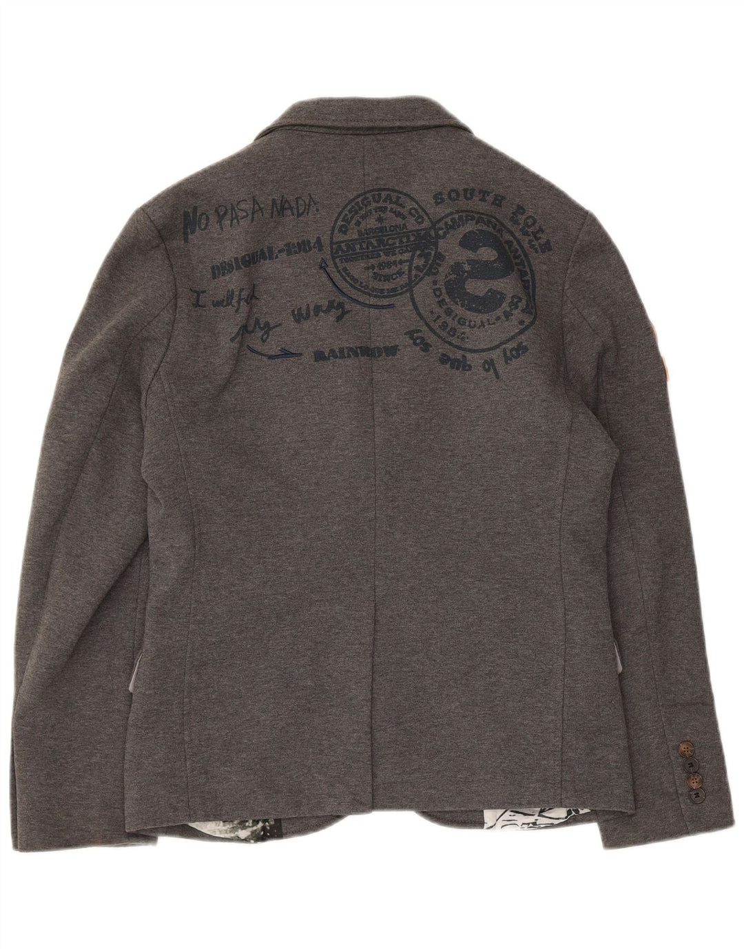 Desigual Chaqueta tipo blazer con gráfico de 2 botones para hombre IT 48 Poliéster gris medio